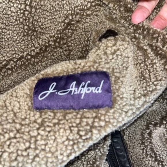 J Ashford Brown Leather Jacket Sherpa Lined Full Zip Large - Picture 3 of 9
